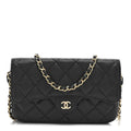 Caviar Quilted Flap Phone Holder With Chain Black