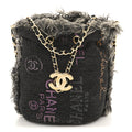 Chanel Denim Quilted Mood Mini Bucket With Chain Black Multicolor