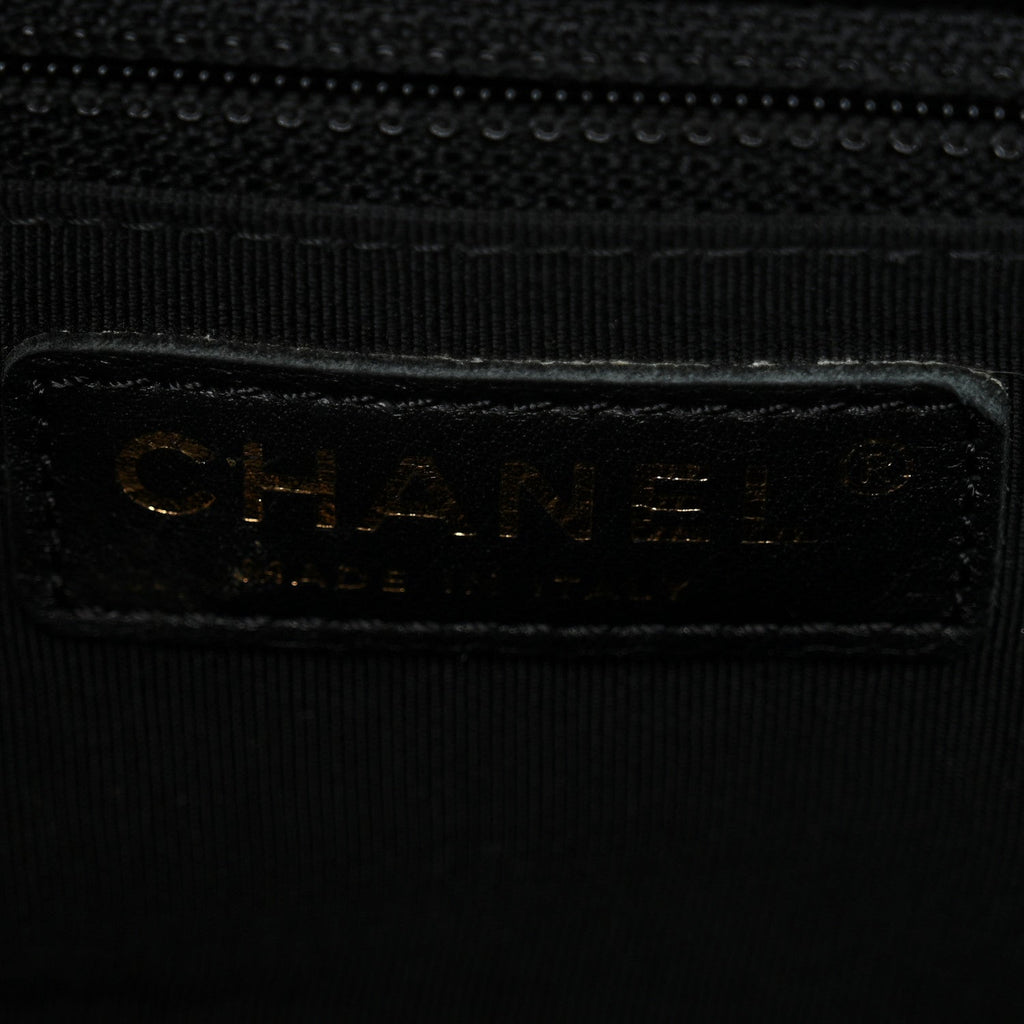 Chanel Calfskin Chevron Quilted Statement Shopping Tote Black