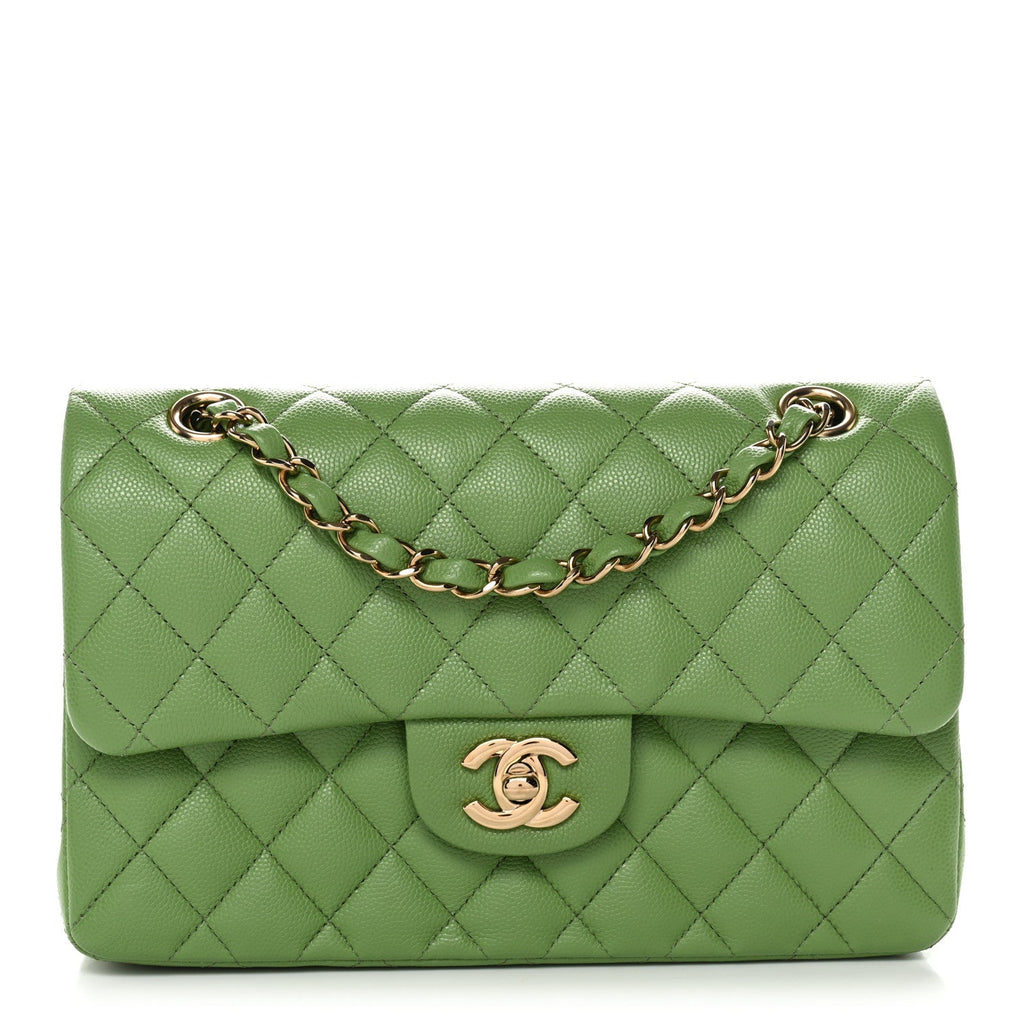 Chanel Caviar Quilted Small Double Flap Green