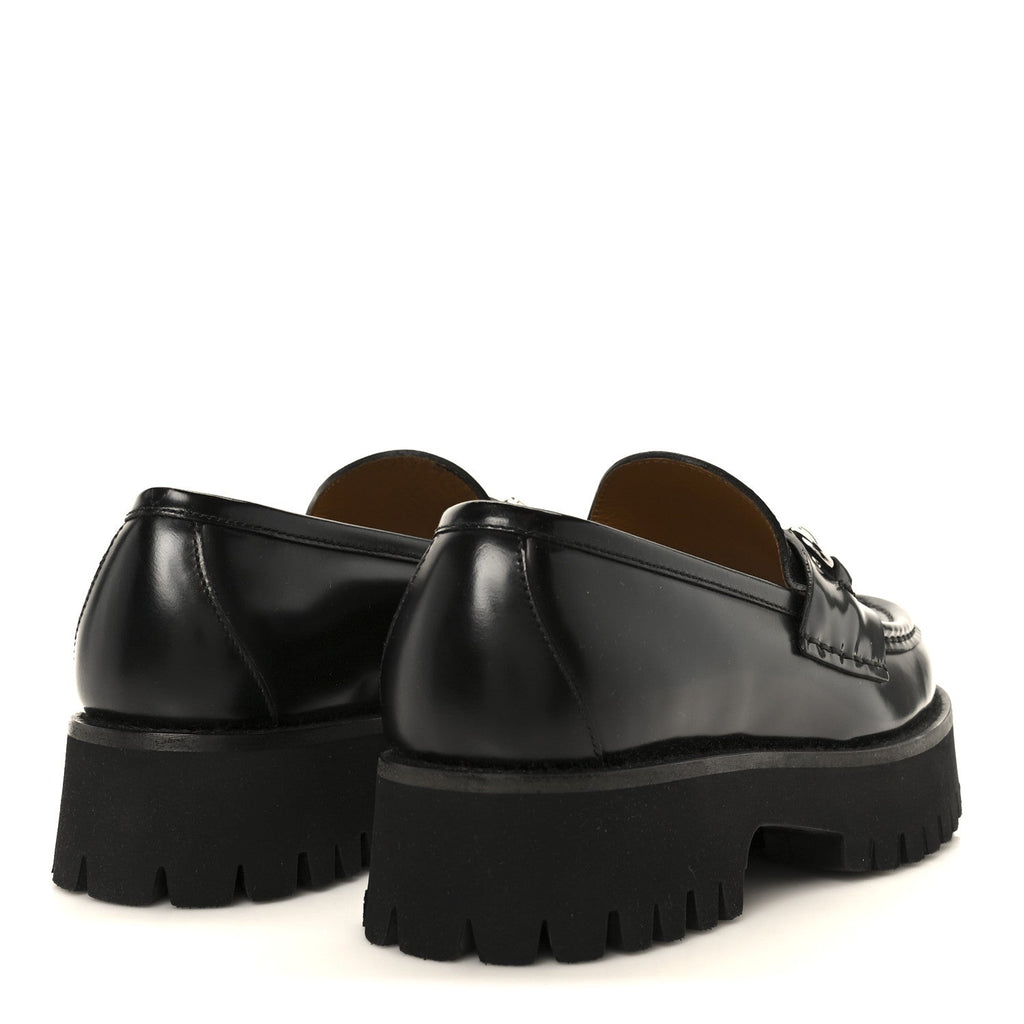 Gucci Cordovan Lux Womens Horsebit 45mm Platform Loafers 36 Black