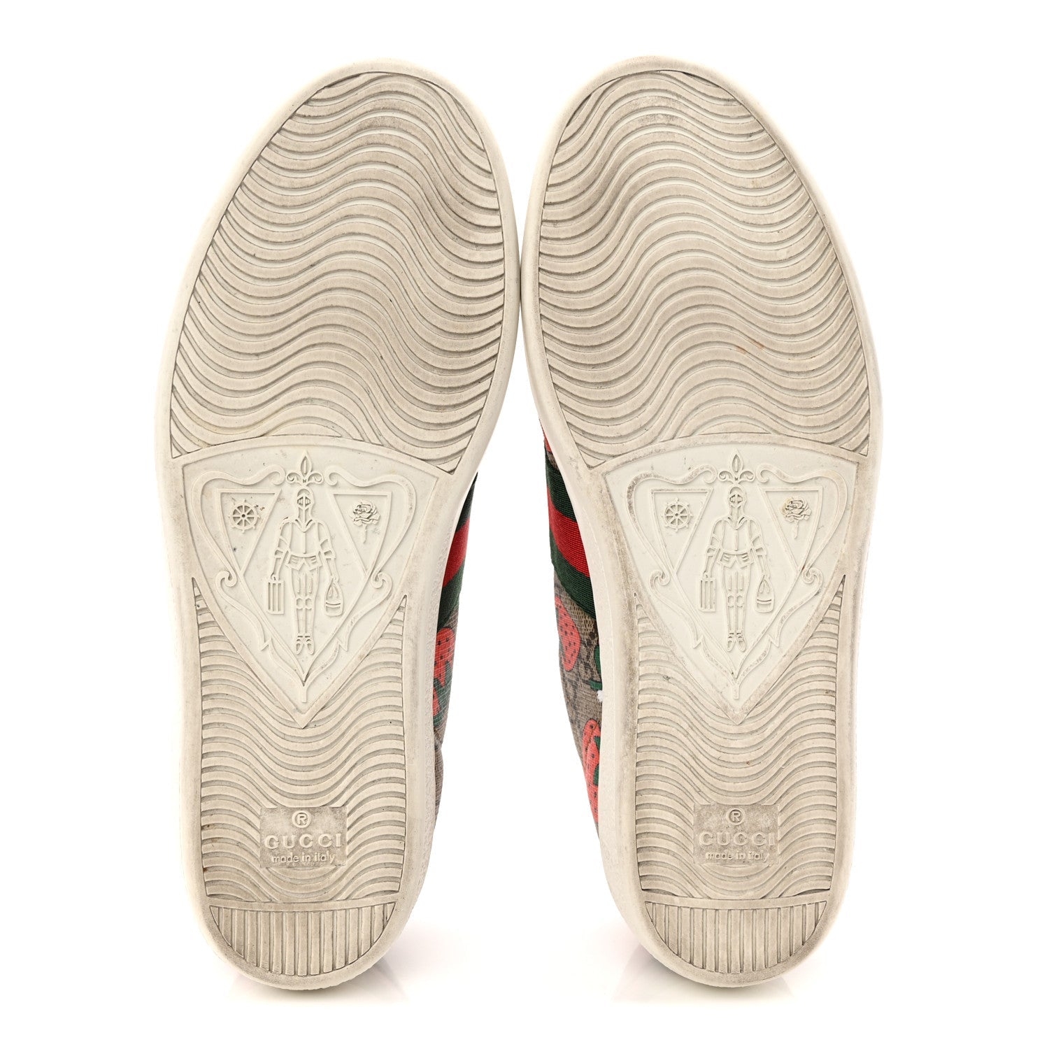 Gucci GG Supreme Monogram Strawberry Web Womens Ace Sneakers 36.5 Beige Multicolor Red Green