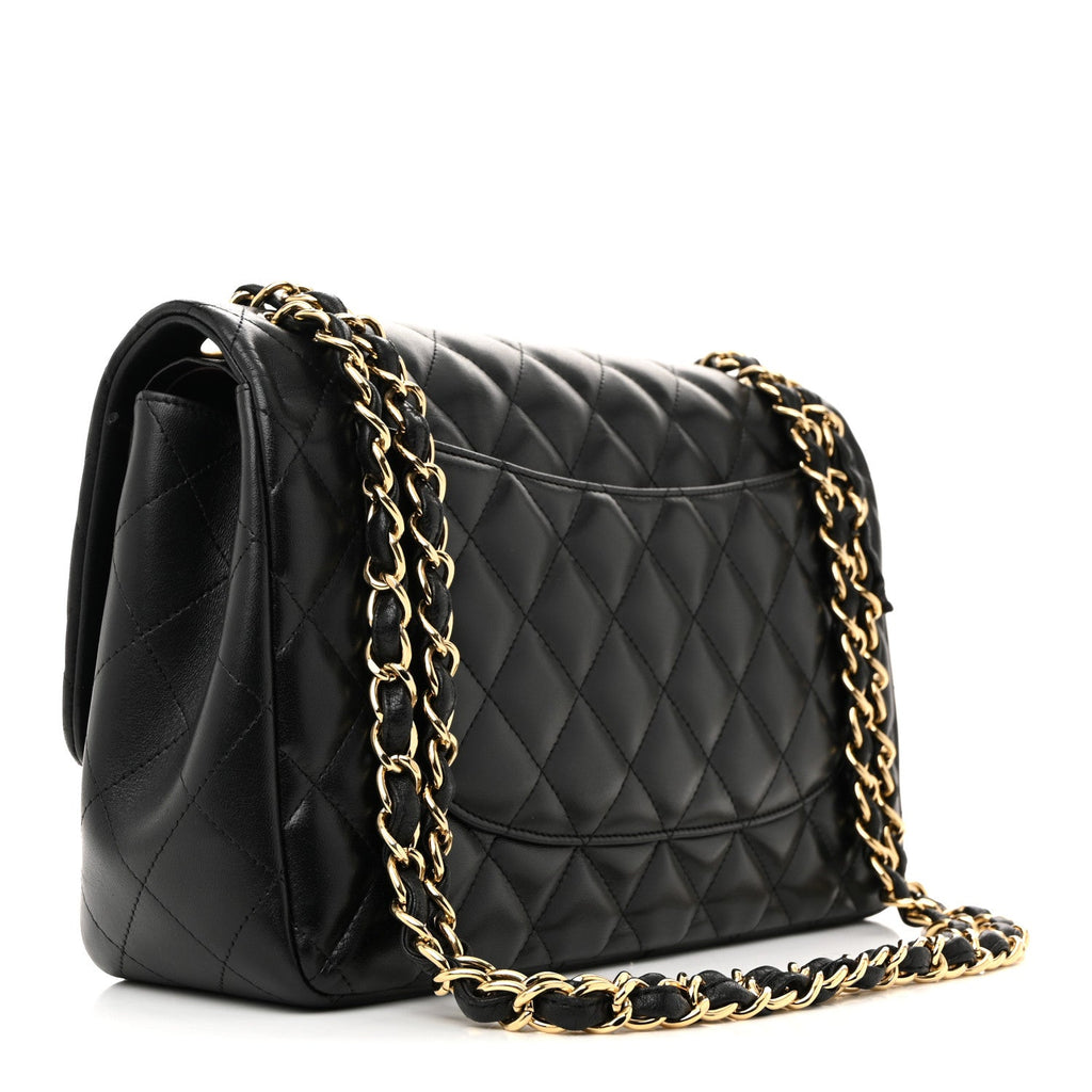 Chanel Lambskin Quilted Jumbo Double Flap Black