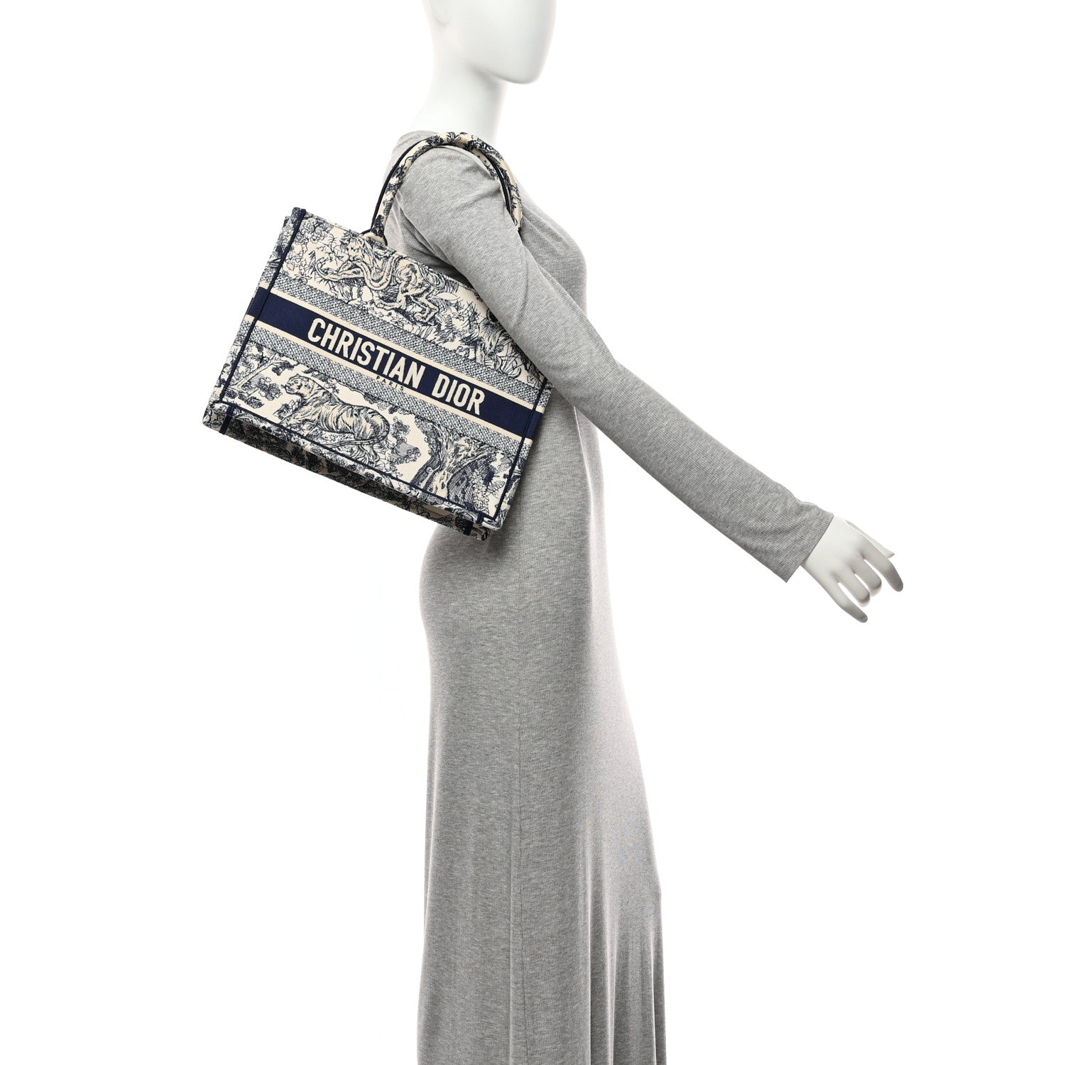 Christian Dior Canvas Embroidered Medium Dioriviera Toile De Jouy Book Tote Blue