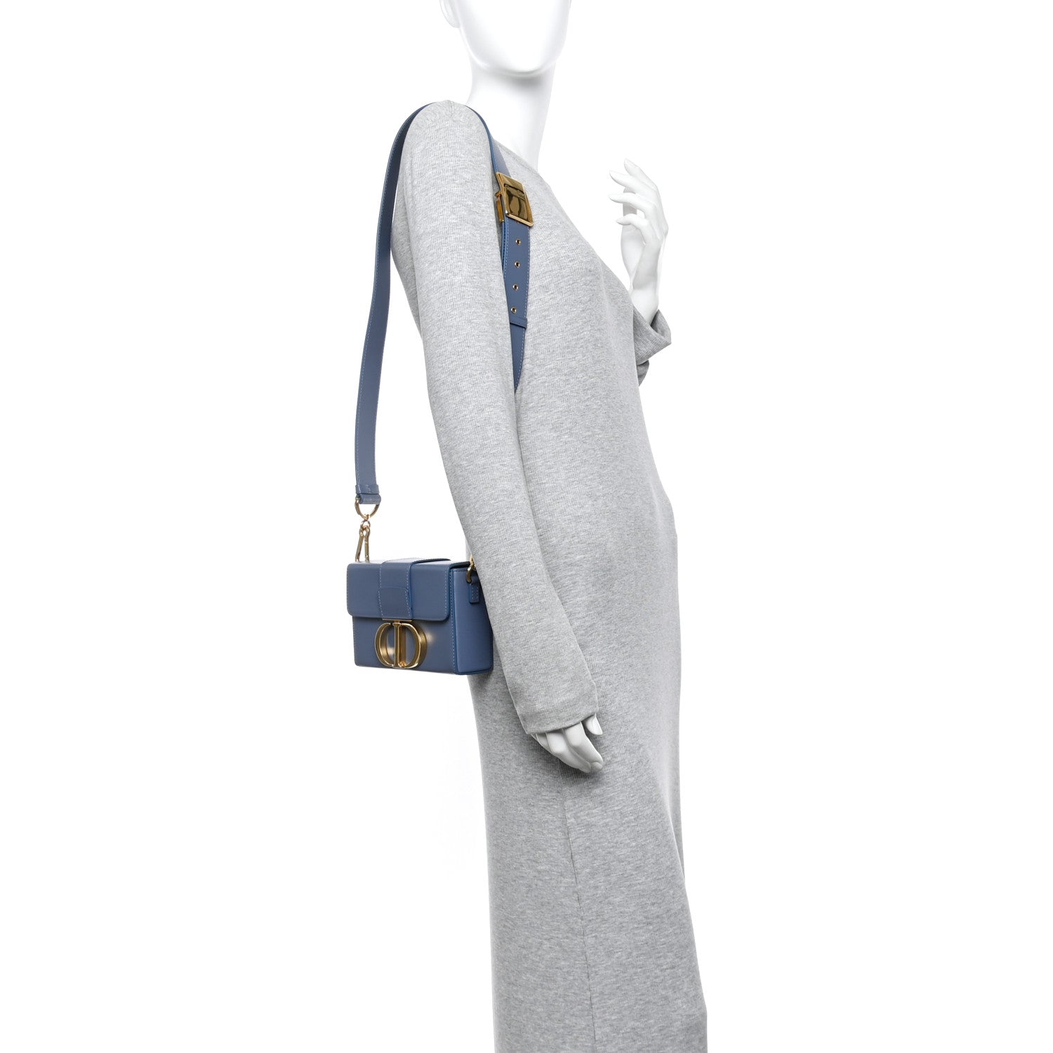 Christian Dior Box Calfskin 30 Montaigne Box Bag Blue