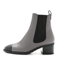 Calfskin Patent Cap Toe CC Short Boots 39 Grey Black