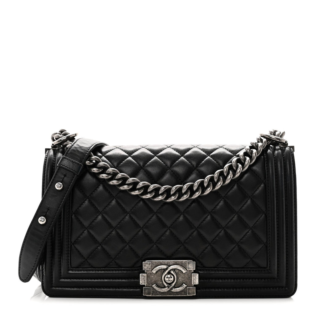 Chanel Lambskin Quilted Medium Boy Flap Black
