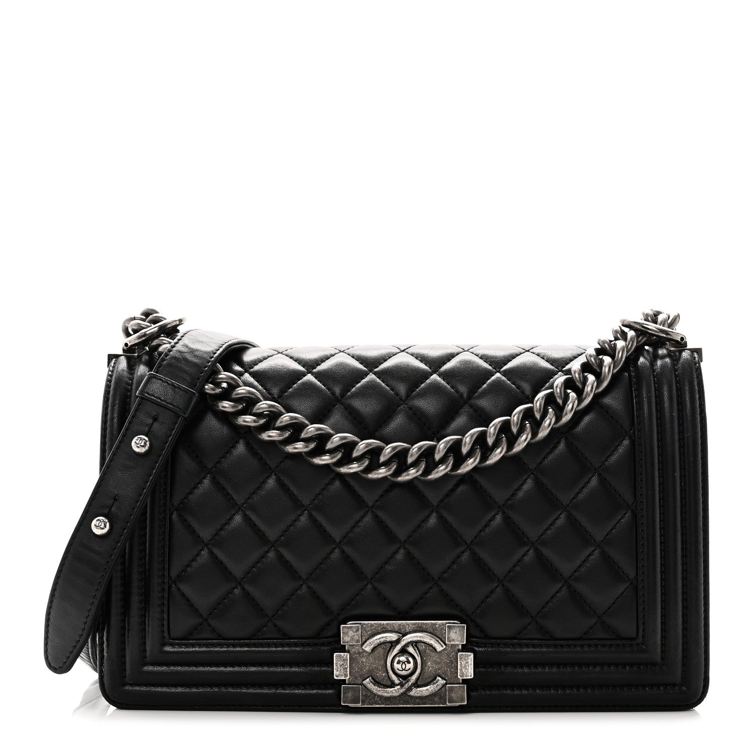 Chanel Lambskin Quilted Medium Boy Flap Black