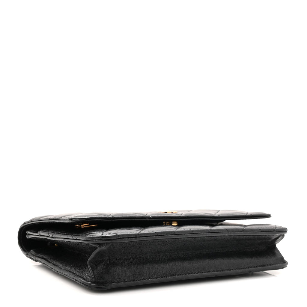 Chanel Lambskin Quilted Wallet On Chain WOC Black