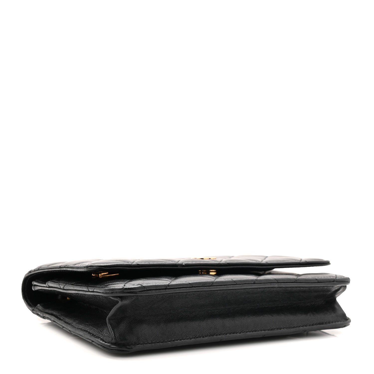 Chanel Lambskin Quilted Wallet On Chain WOC Black