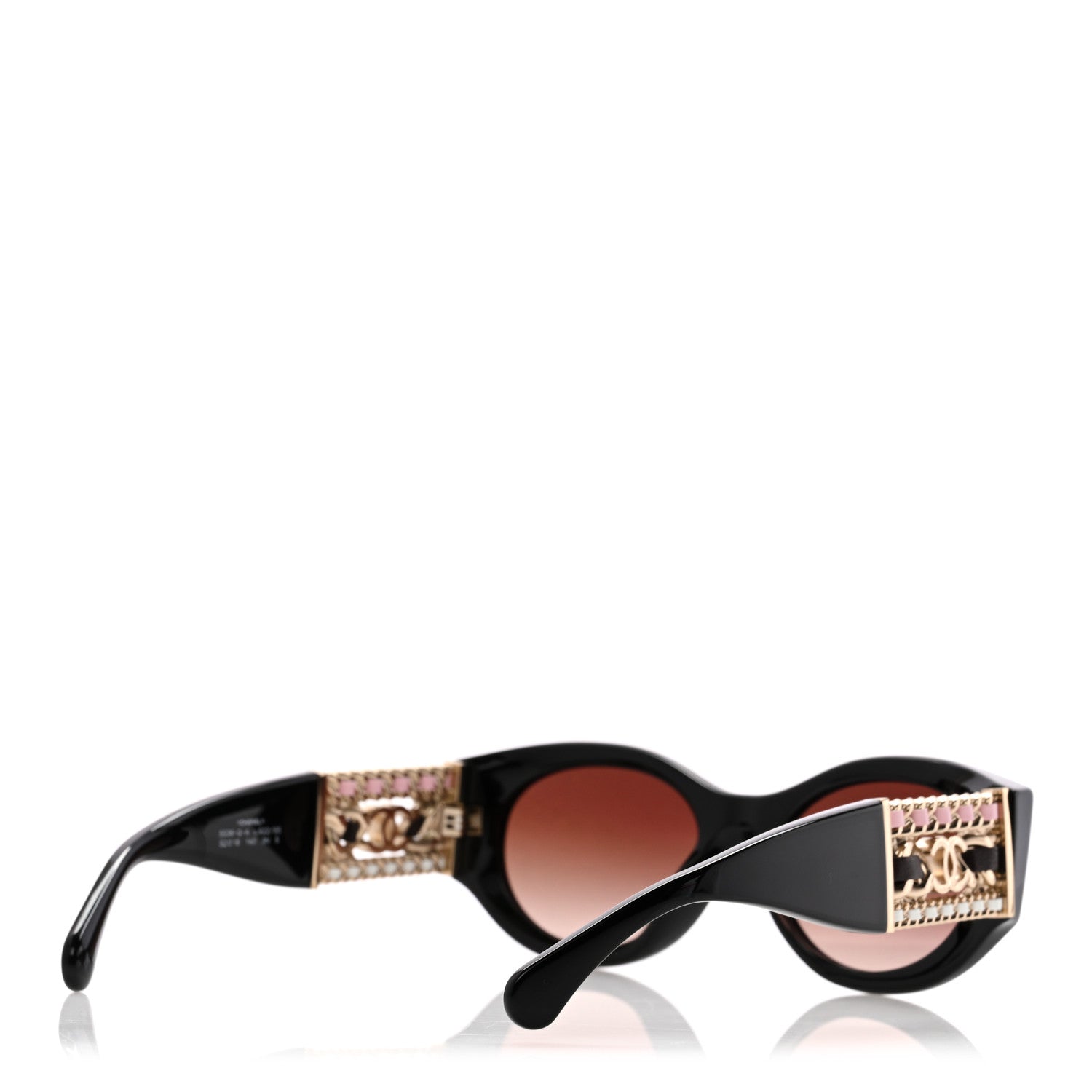 Acetate Calfskin Chain CC Sunglasses 5536-Q-A Black