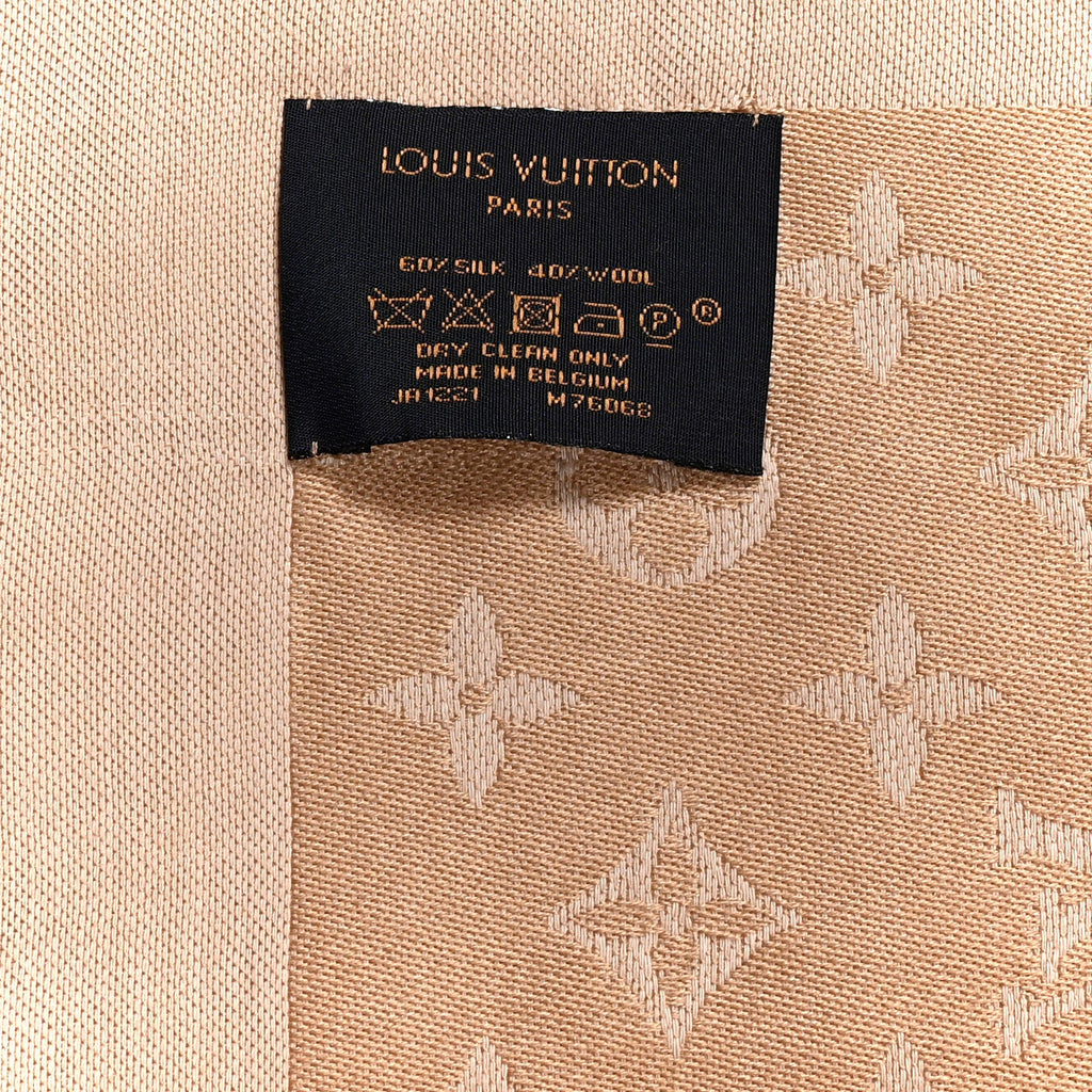 Louis Vuitton Silk Wool Monogram Denim Shawl  Beige Rose