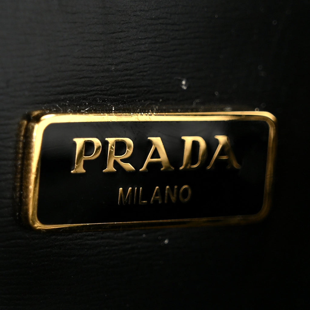 Prada Brushed Calfskin Mini Zippered Crossbody Tote Black