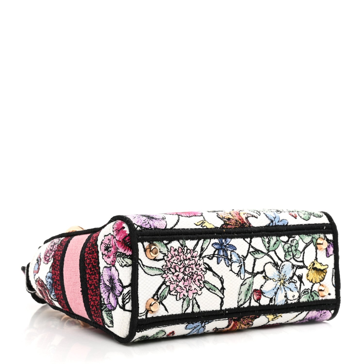 Christian Dior Canvas Florilegio Embroidered Mini Lady D-Lite White Multicolor