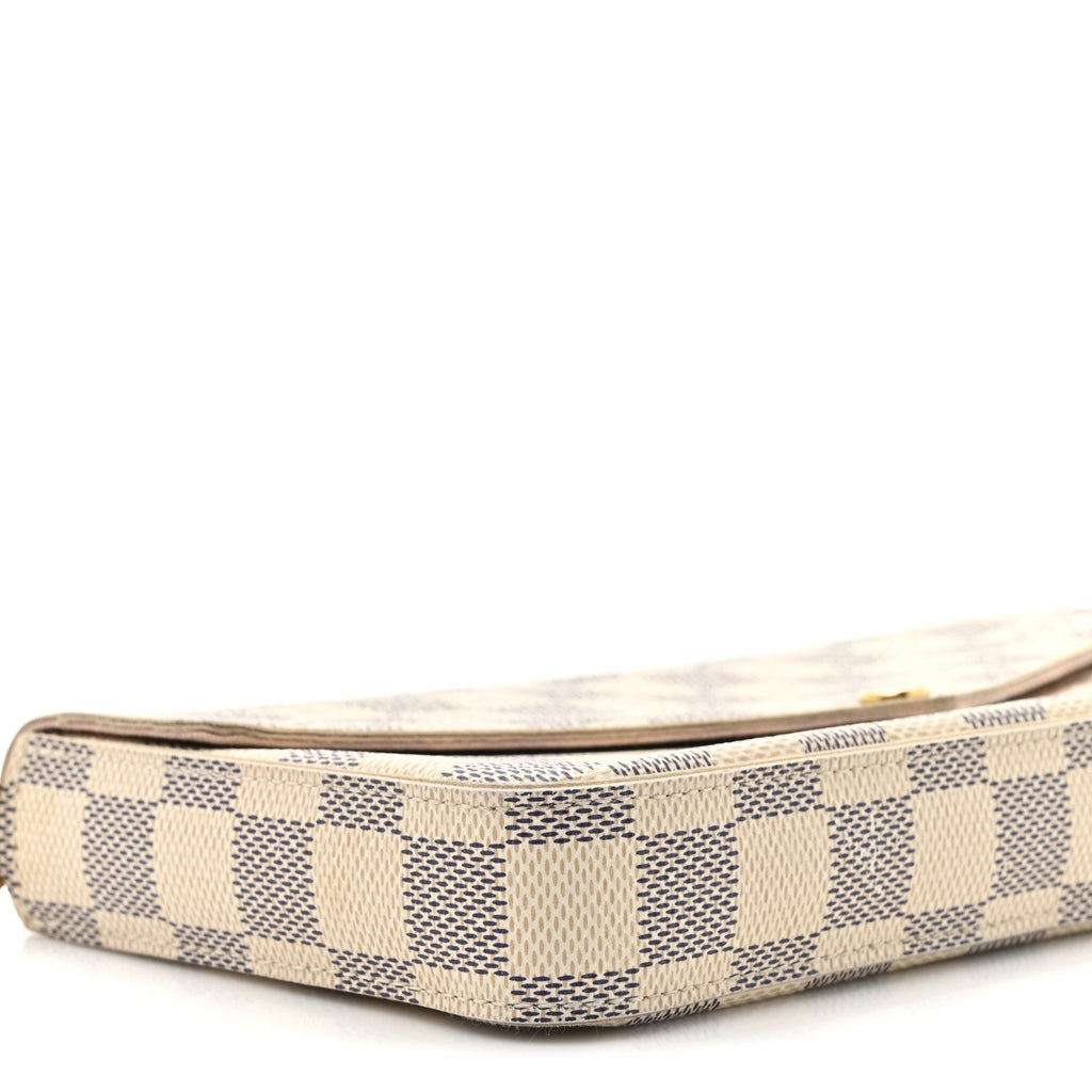 Louis Vuitton Damier Azur Pochette Felicie Chain Wallet Rose Ballerine
