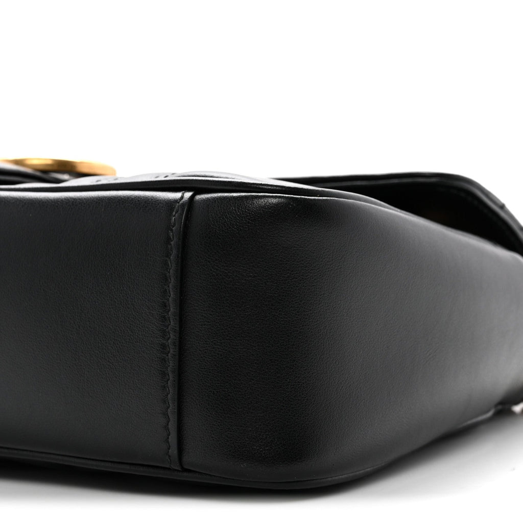 Gucci Calfskin Matelasse Small GG Marmont Shoulder Bag Black