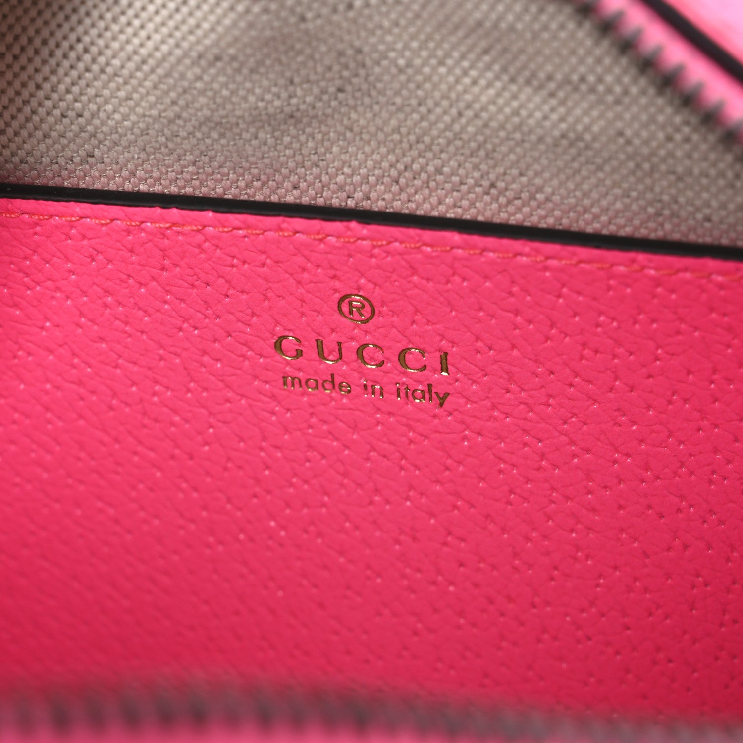 Gucci GG Supreme Monogram Textured Dollar Calfskin Web Ophidia Small Crossbody Bag Beige Ebony Fuchsia