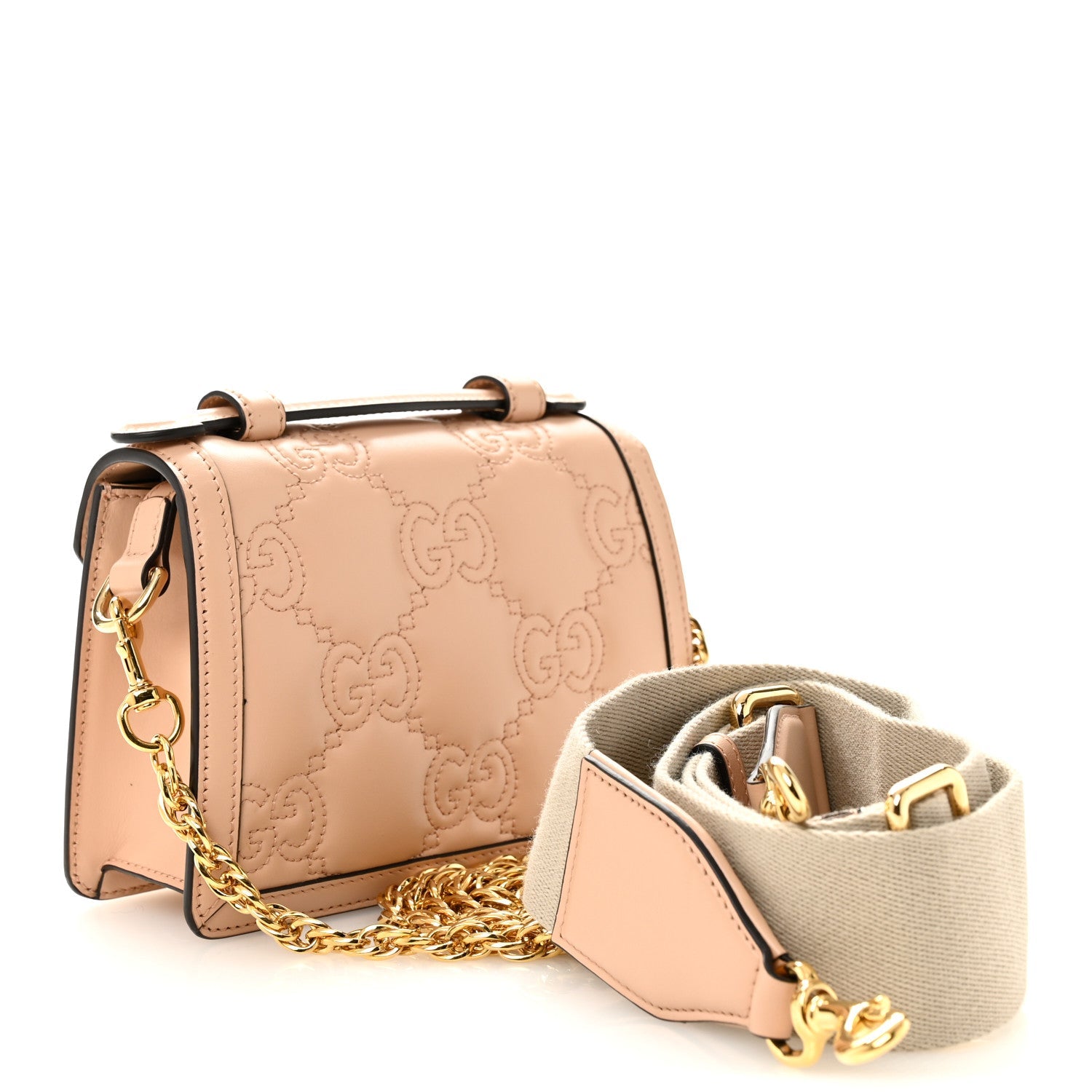 Gucci Calfskin GG Matelasse Mini Chain Top Handle Bag Light Pink