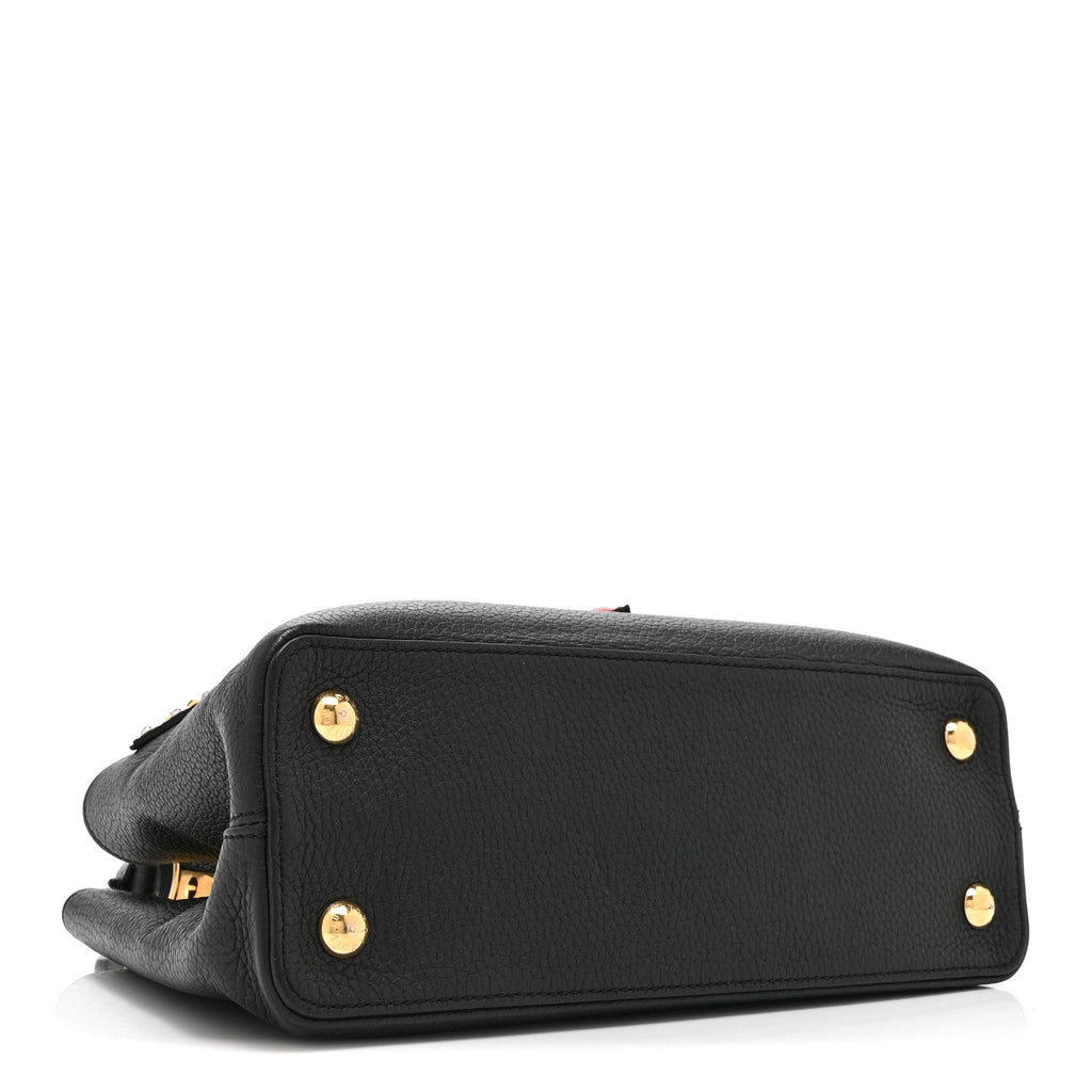 Louis Vuitton Taurillon Mechanical Flowers Smile Capucines PM Black