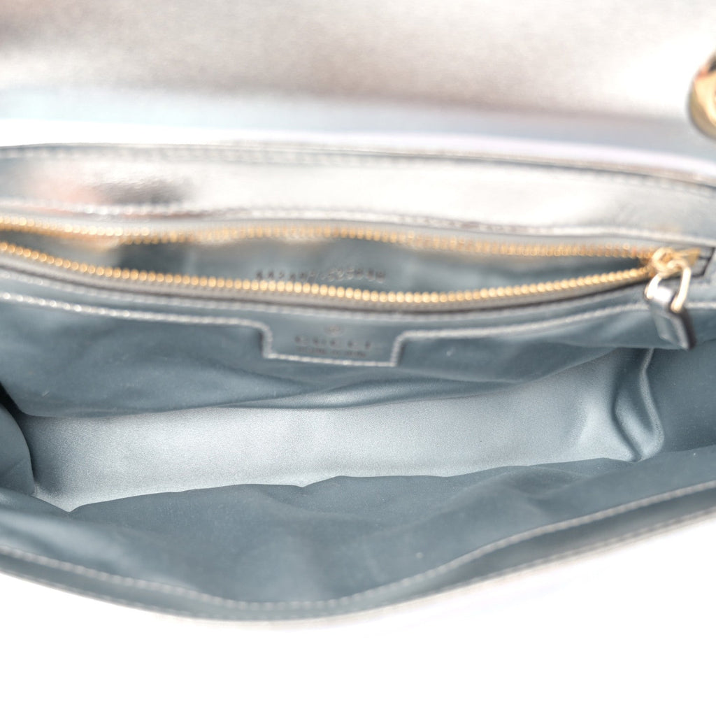 Gucci Iridescent Nappa Chevron Matelasse Small GG Marmont Shoulder Bag Iridescent Snow Light Blue