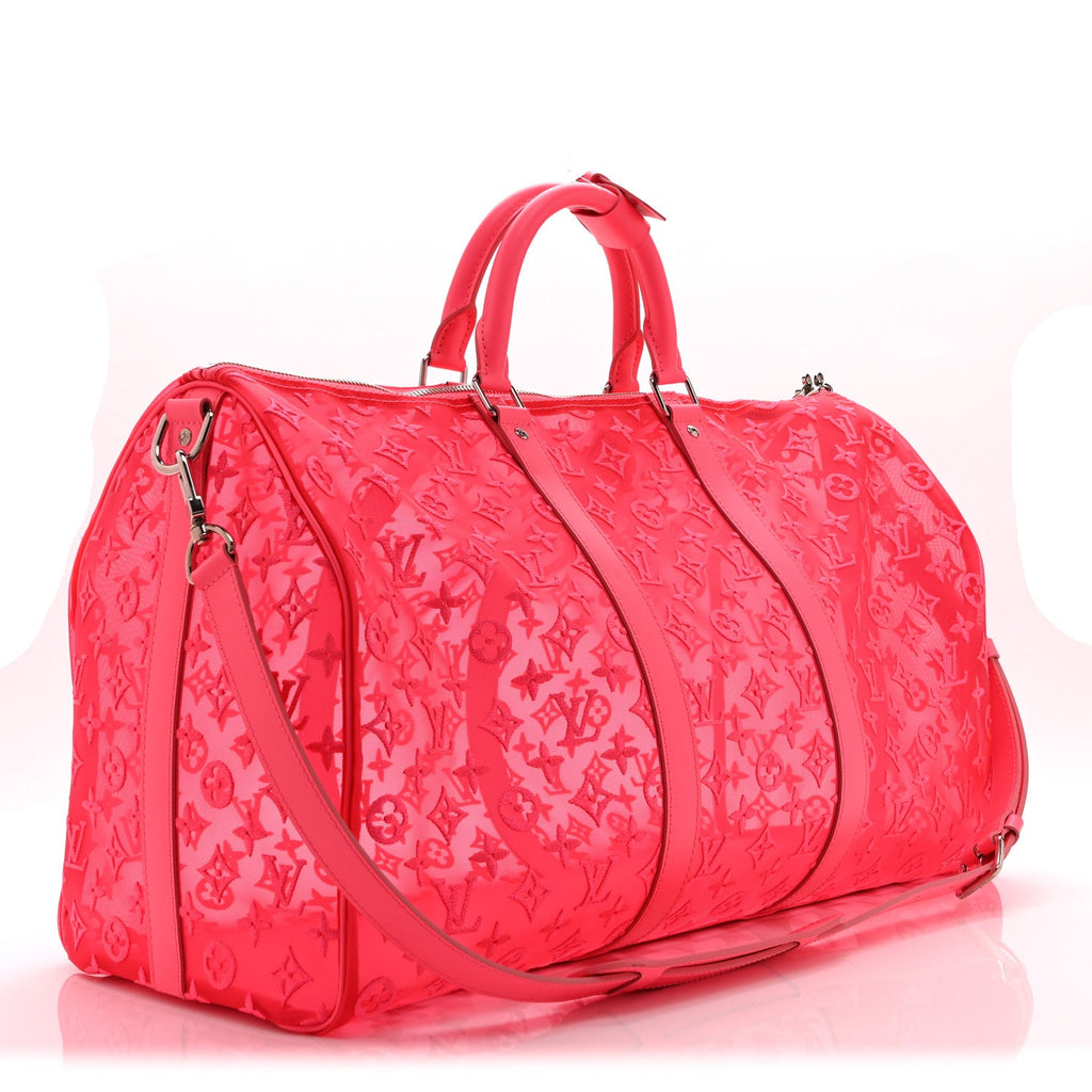 Louis Vuitton Monogram Fluo See Through Keepall Bandouliere 50 Rose