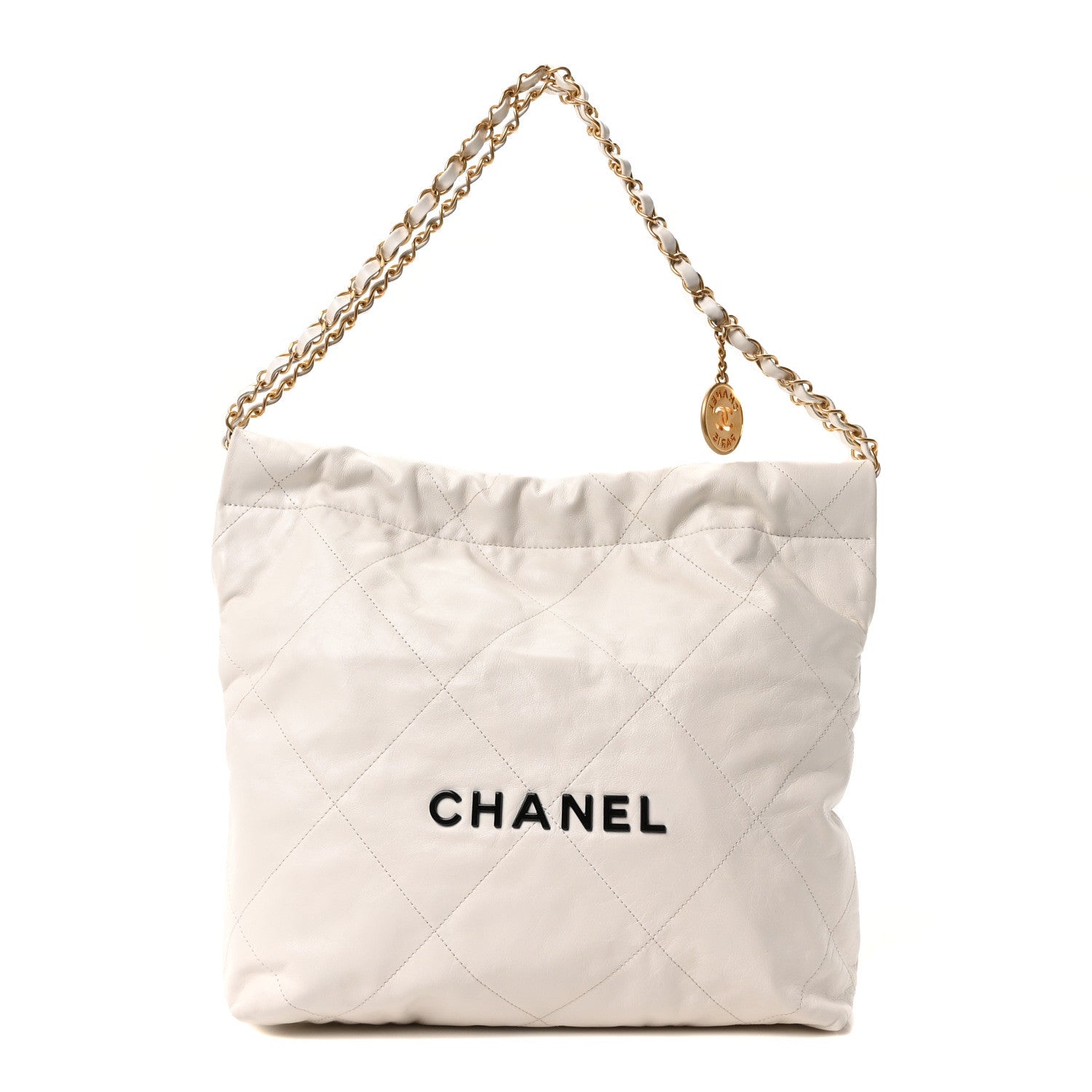 Chanel Shiny Calfskin Quilted Small Chanel 22 White Black