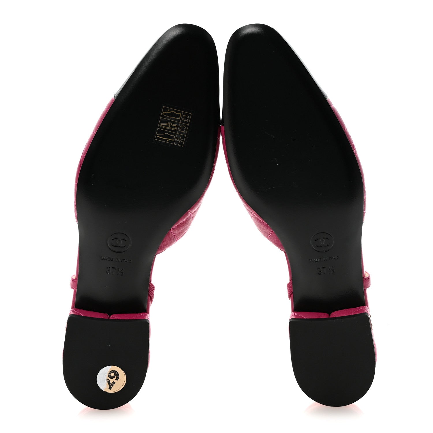 Lambskin Patent Cap Toe CC Slingback Flats 37.5 Fuchsia Black