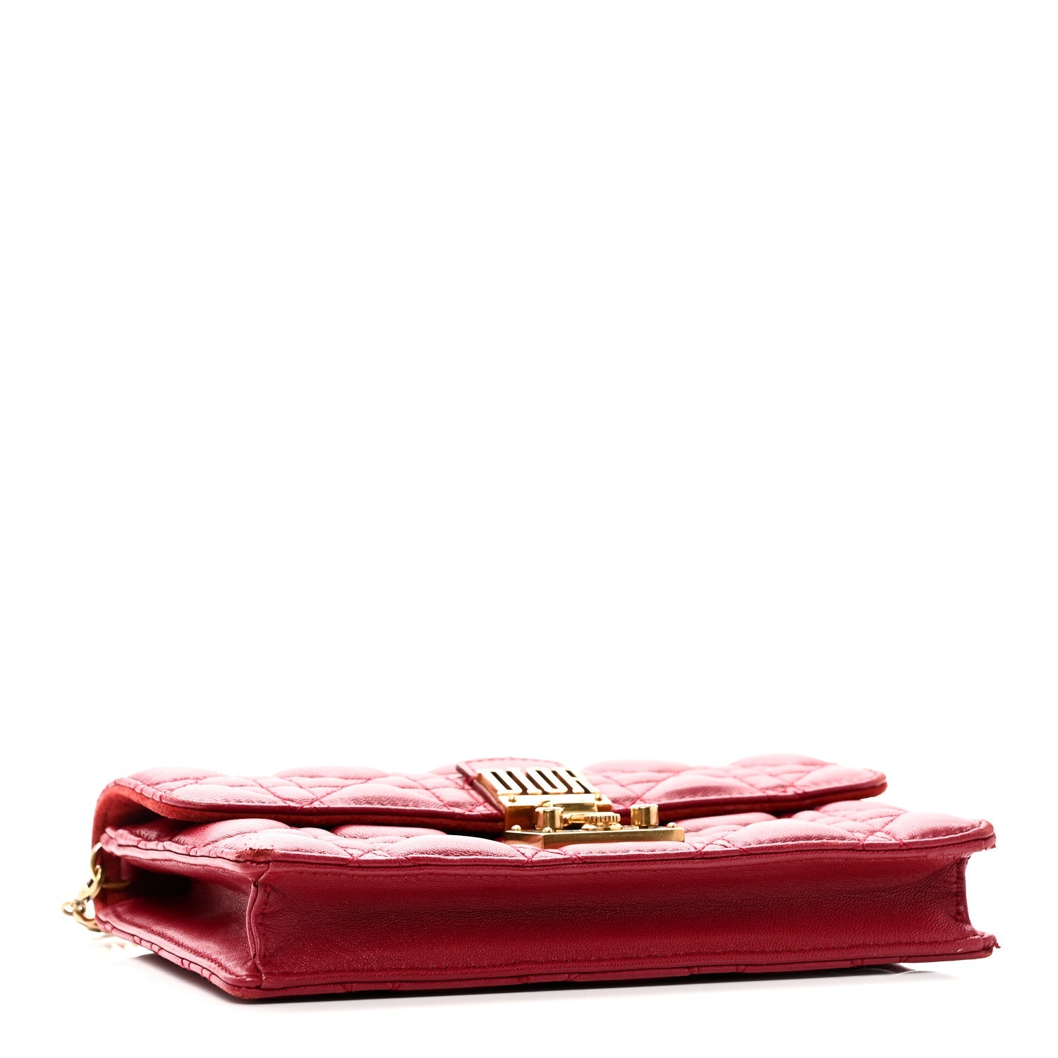 Christian Dior Lambskin Cannage Dioraddict Wallet On Chain Clutch Fuchsia