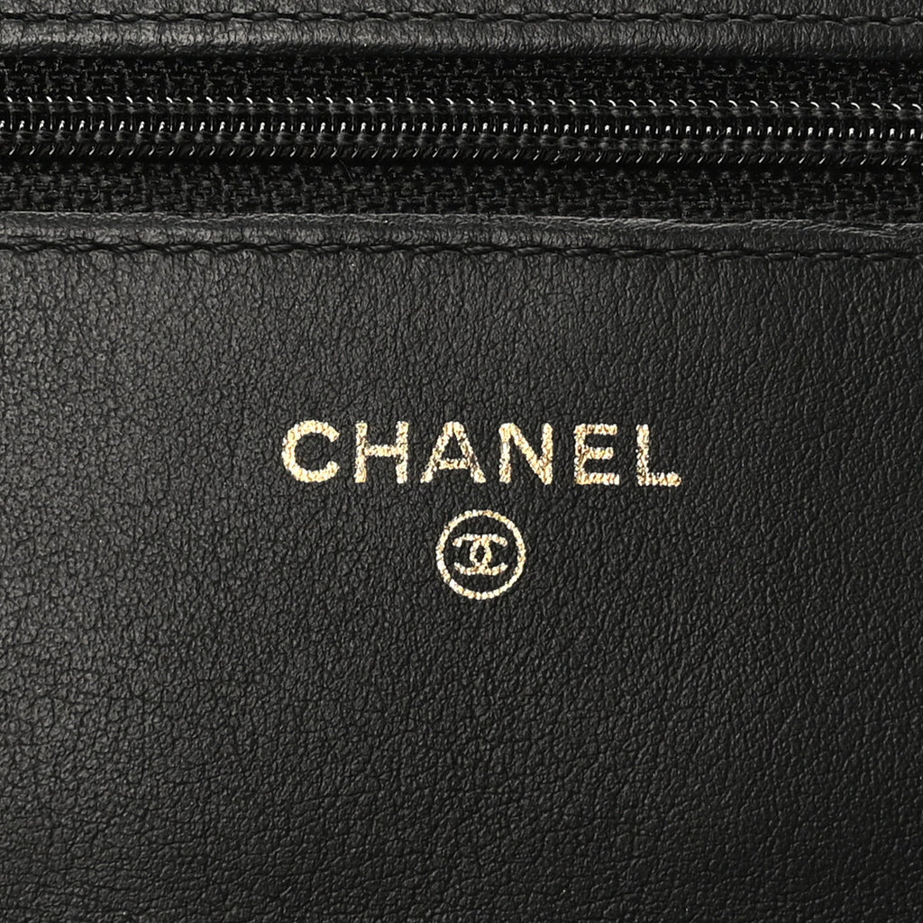 Chanel Aged Calfskin Lucky Charms 2.55 Reissue Wallet on Chain WOC Black