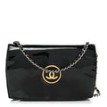Chanel Patent CC Compact Wallet on Chain WOC Black