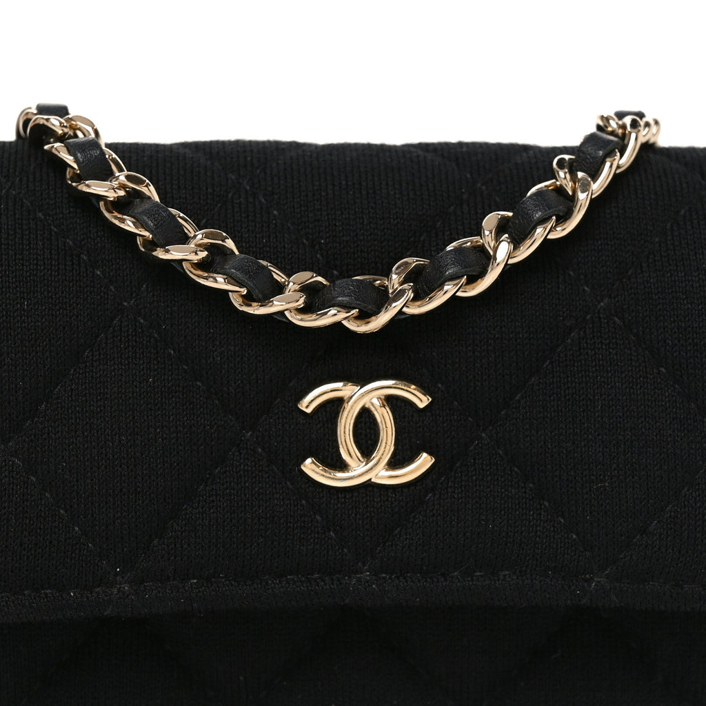 Chanel Jersey Quilted Micro Mini Flap Black