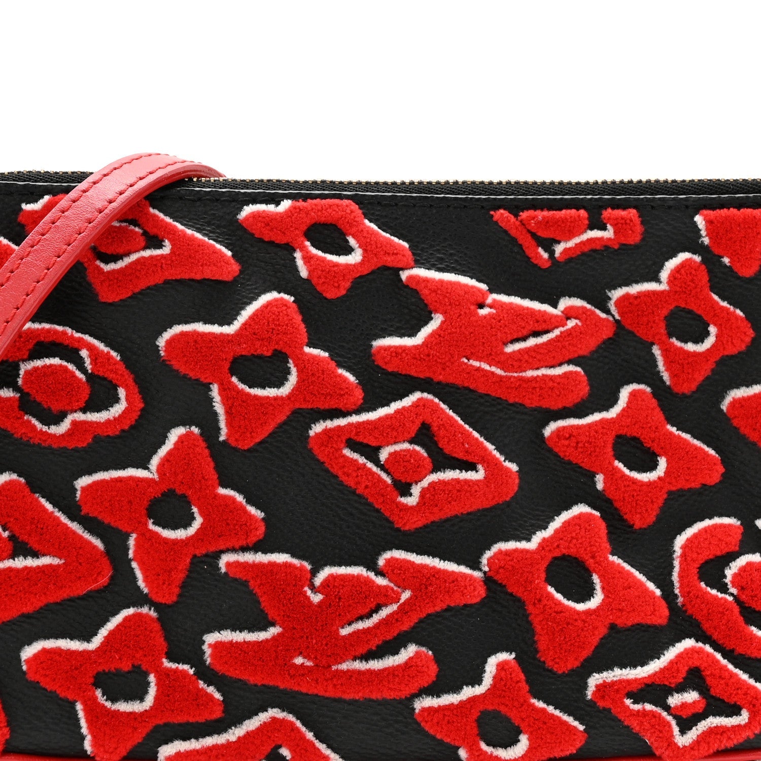 Louis Vuitton X UF Tufted Monogram Pochette Accessories Black Red