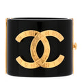 Resin CC Paris Button Cuff Bracelet Black Gold