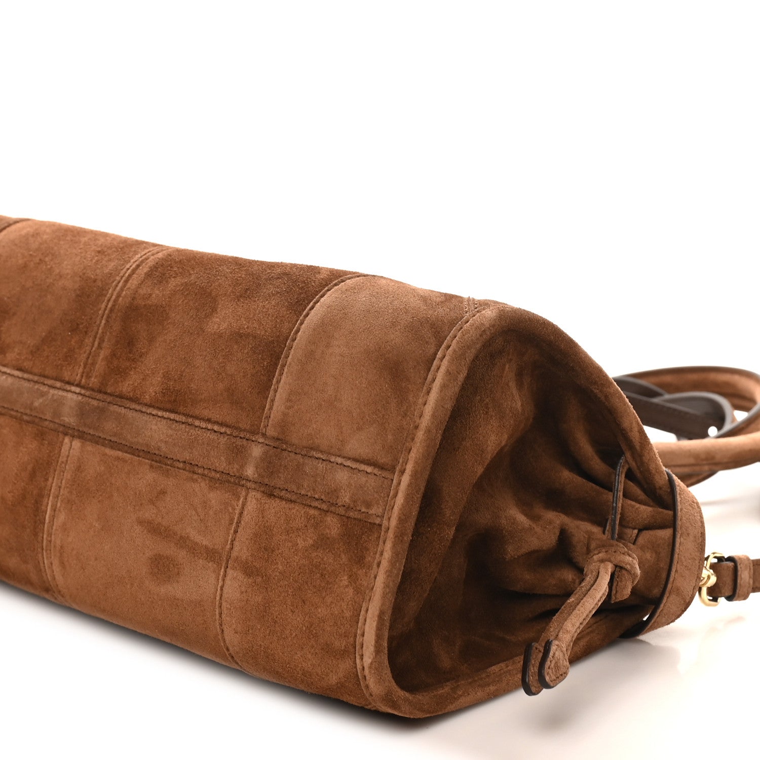 Prada Suede Triangle Medium Bonnie Shoulder Bag Cacao