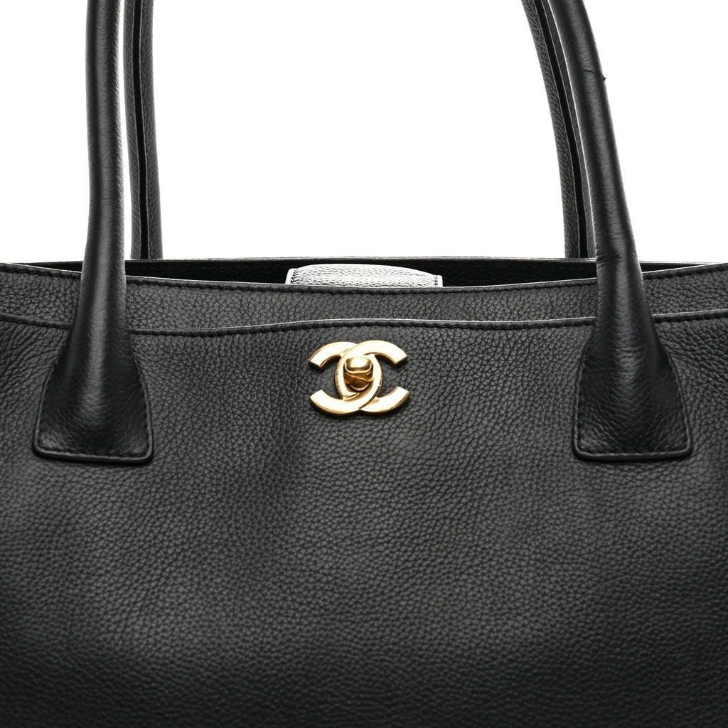 Chanel Calfskin Cerf Executive Shopper Tote Black