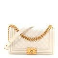 Chanel Iridescent Caviar Quilted Medium Boy Flap White
