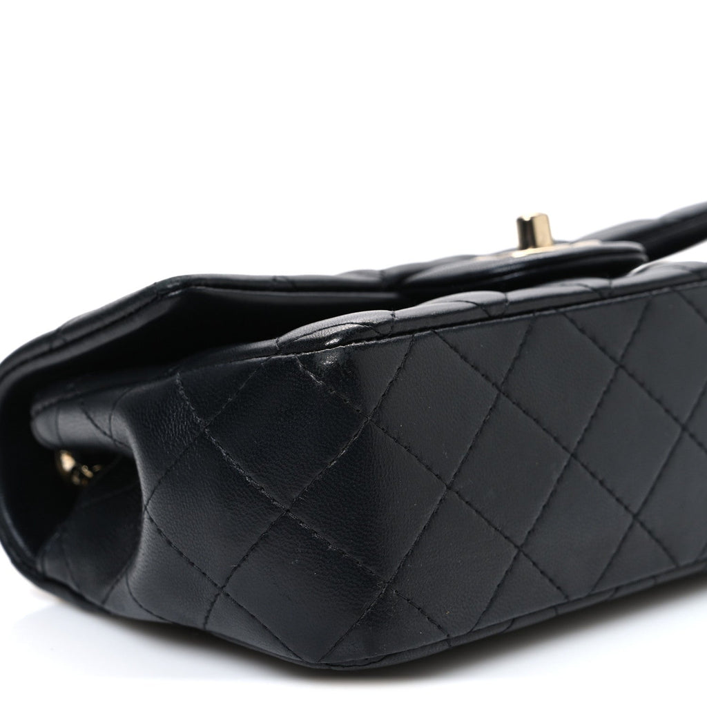 Chanel Lambskin Quilted Mini Rectangular Flap Black