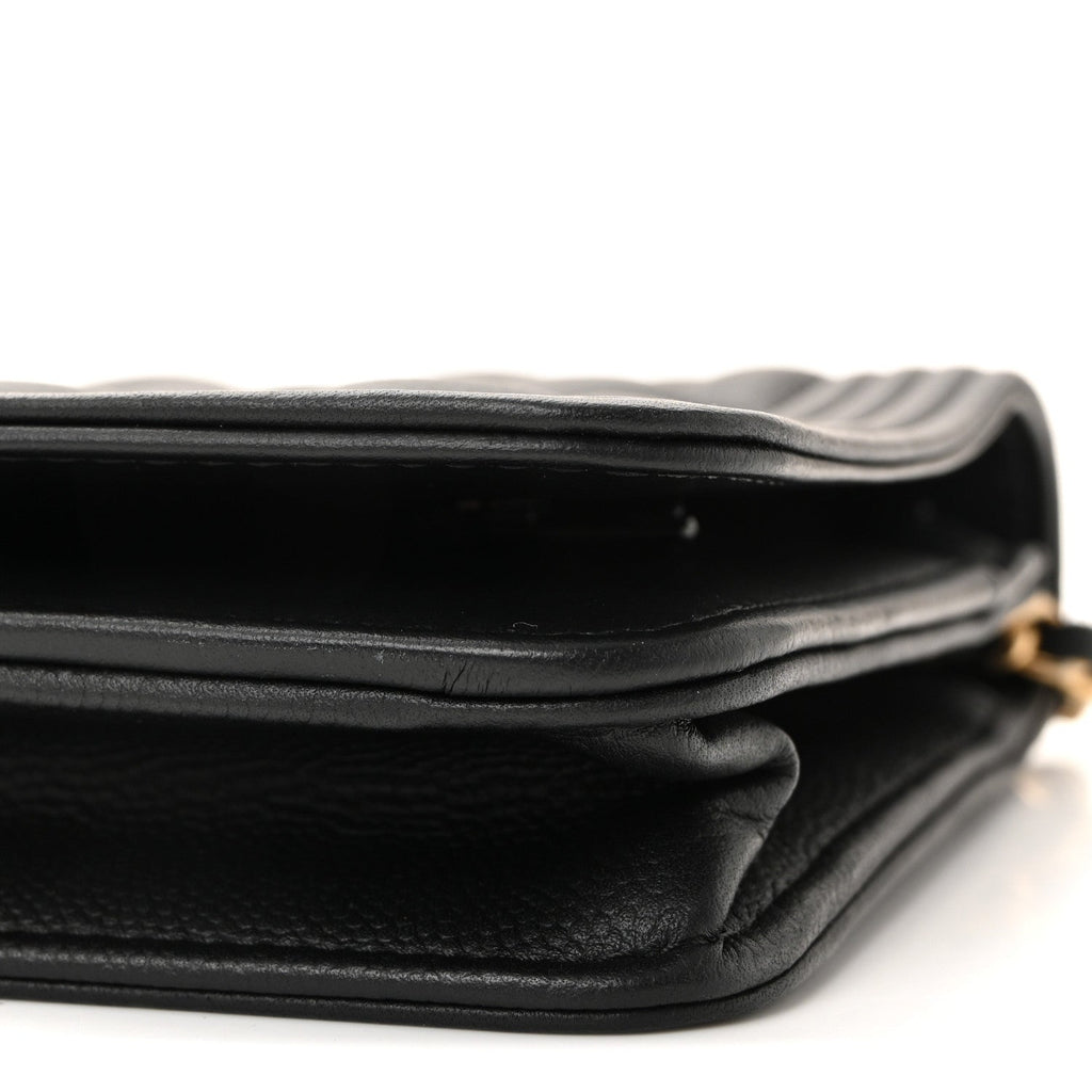 Chanel Caviar Quilted Boy Wallet On Chain WOC Black
