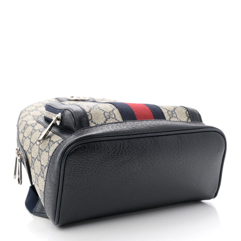 Gucci GG Supreme Monogram Textured Dollar Calfskin Web Small Ophidia Day Backpack Beige Blue Black