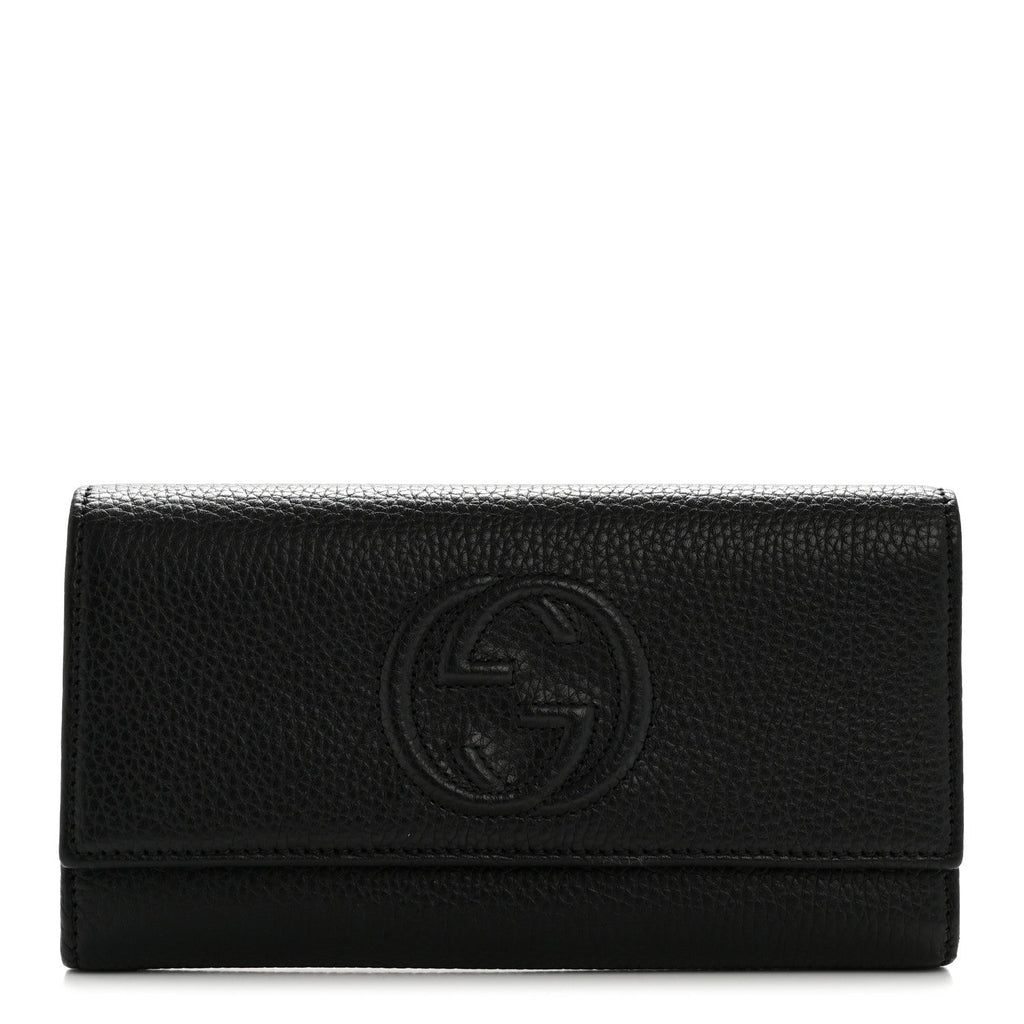 Gucci Pebbled Calfskin Large Soho Continental Wallet Black