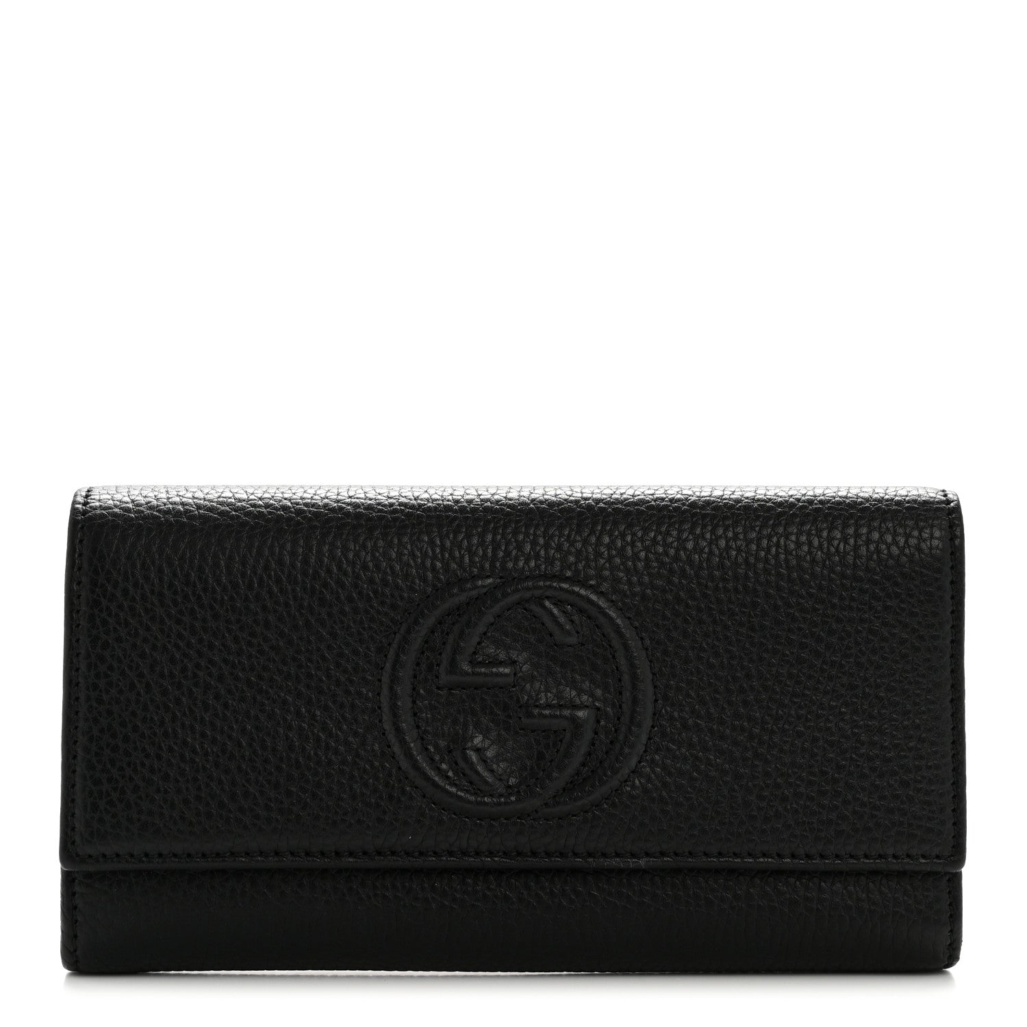 Gucci Pebbled Calfskin Large Soho Continental Wallet Black