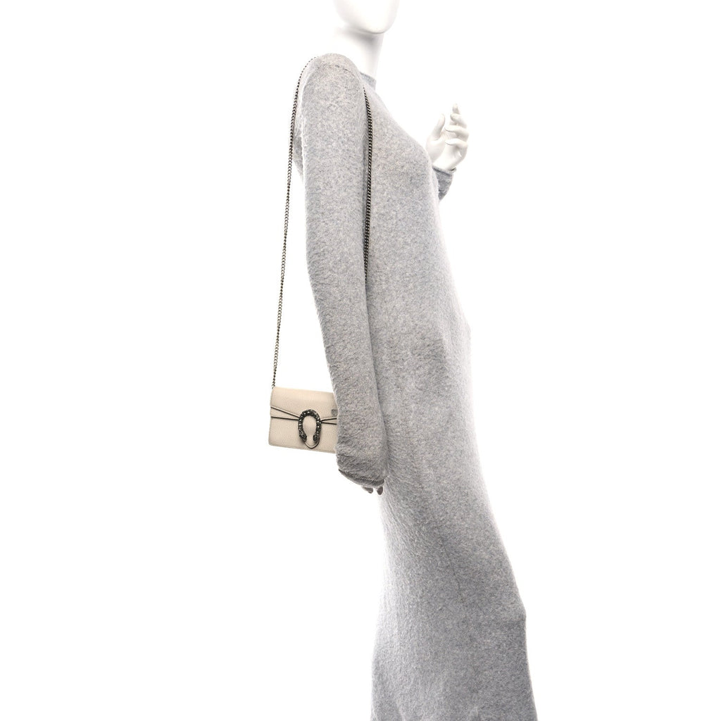 Gucci Dollar Calfskin Crystal Super Mini Dionysus Shoulder Bag Mystic White Black Diamond
