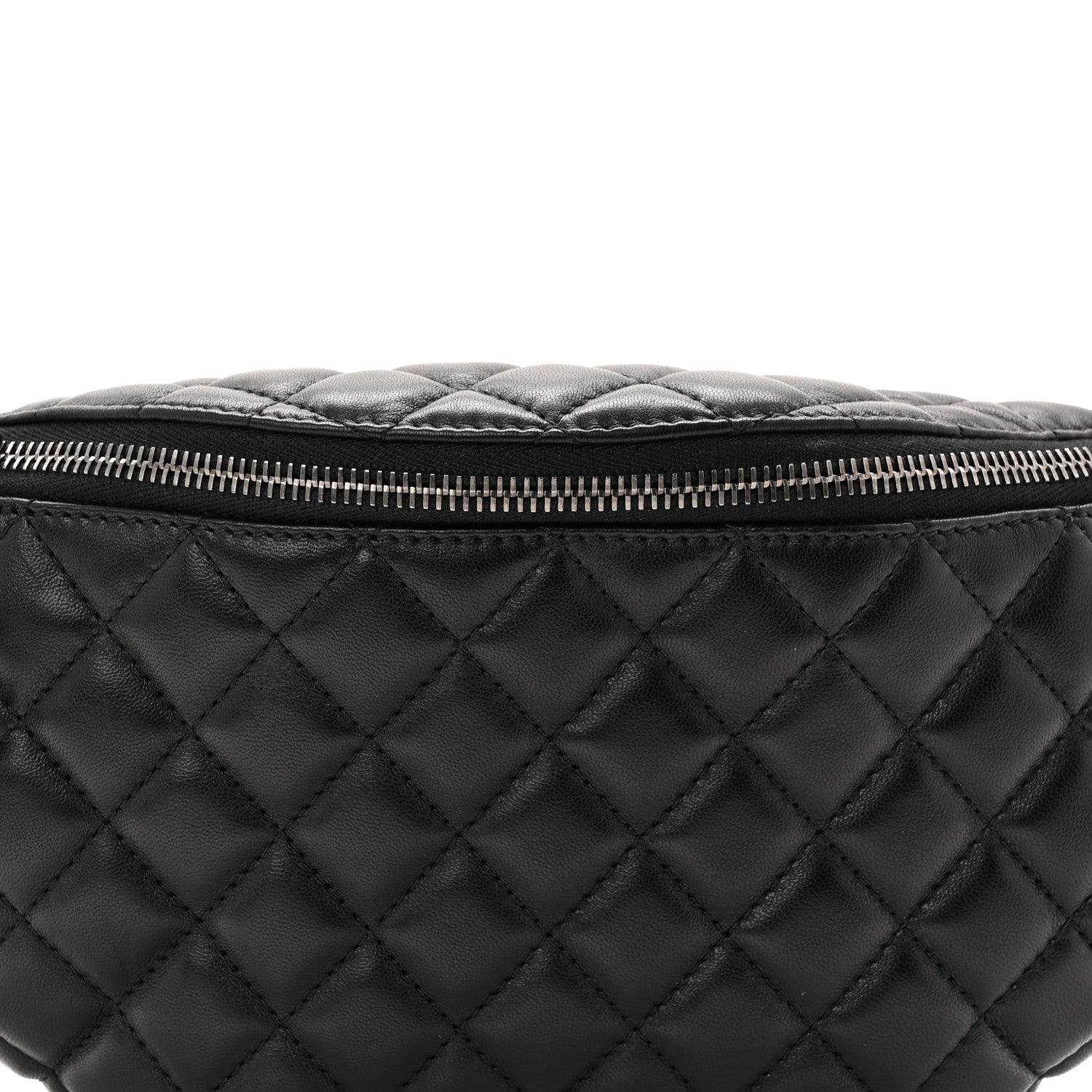 Chanel Lambskin Quilted Banane Waist Bag Fanny Pack Black