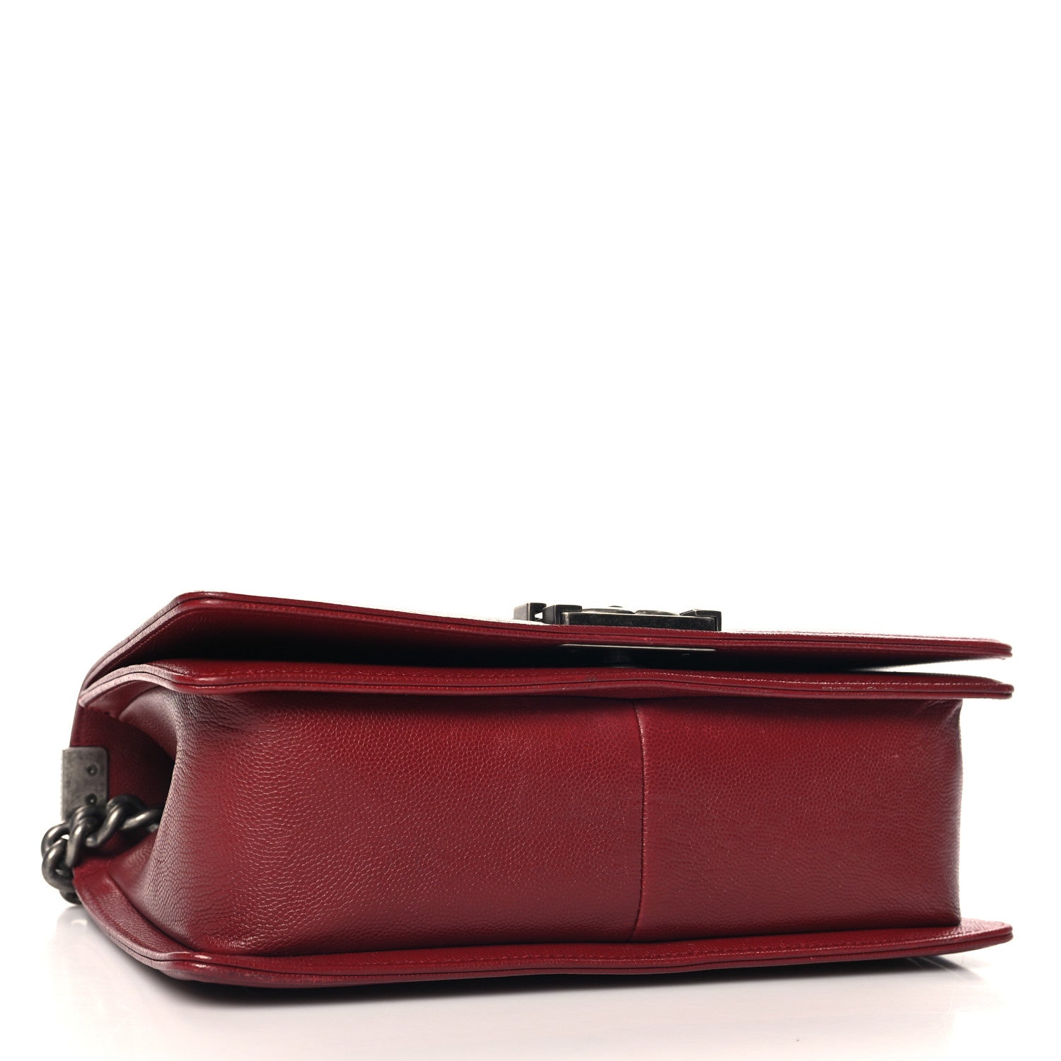 Chanel Caviar Chevron Quilted Medium Boy Flap Red