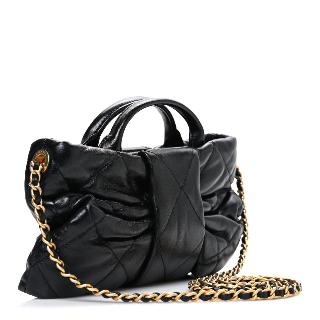 Chanel Lambskin Quilted Mini Bow Bag Black