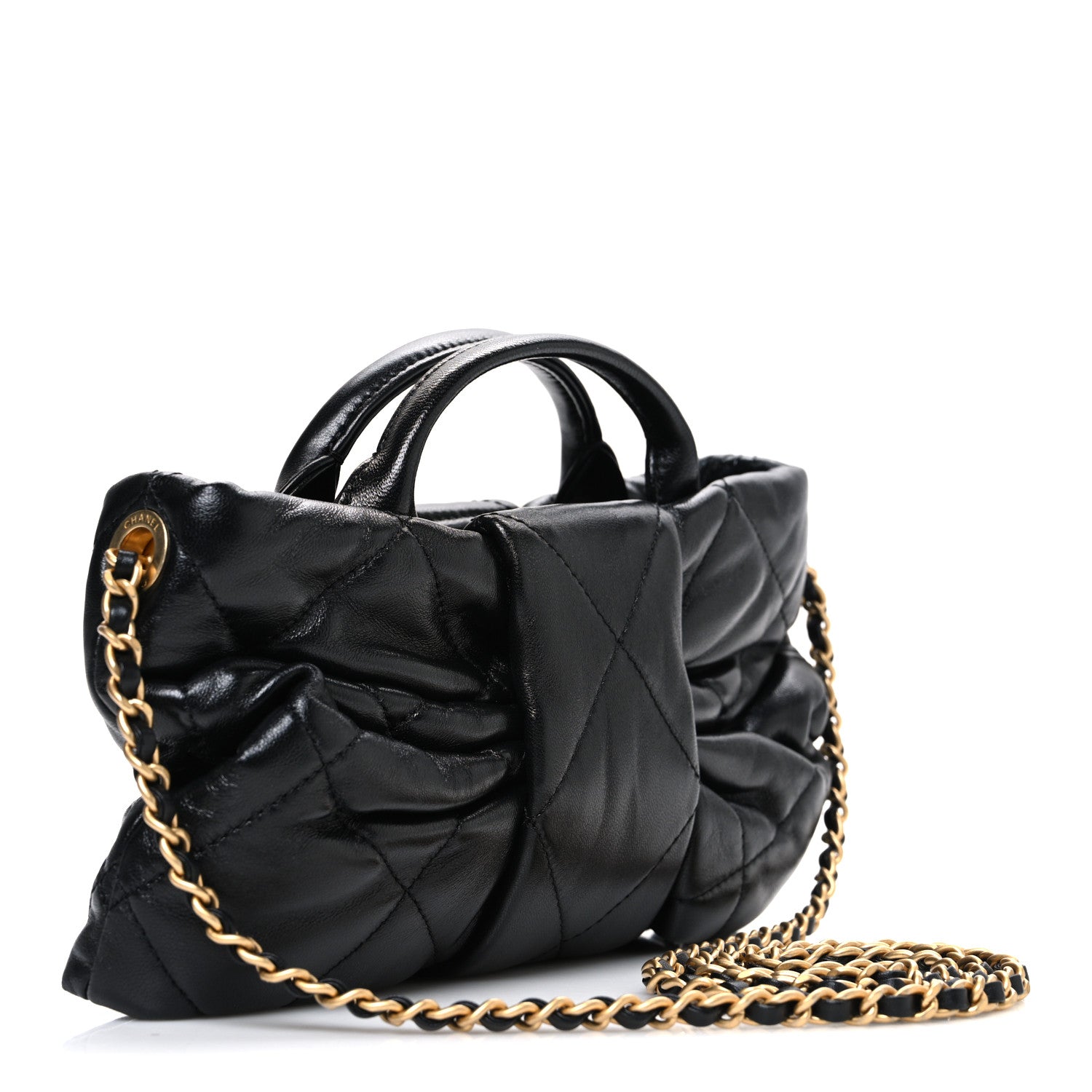 Chanel Lambskin Quilted Mini Bow Bag Black