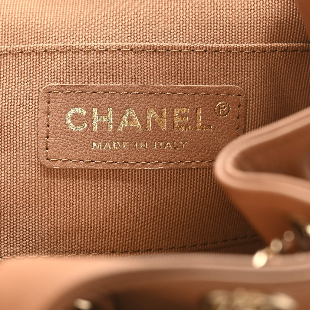 Chanel Quilted Small Duma Pockets Drawstring Backpack Light Brown