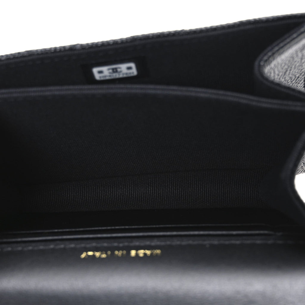 Chanel Caviar Quilted Mini Ribbon Wallet On Chain WOC Black
