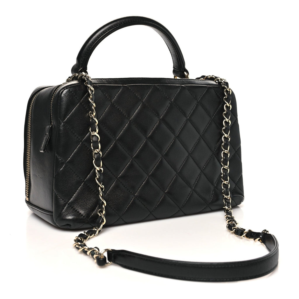 Chanel Lambskin Quilted Medium Trendy CC Bowling Bag Black