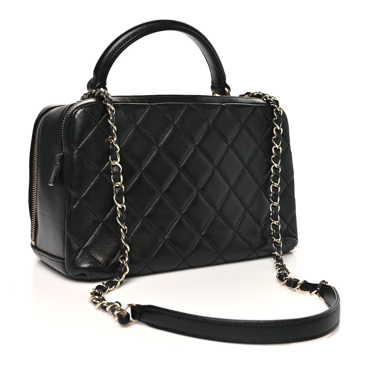 Chanel Lambskin Quilted Medium Trendy CC Bowling Bag Black